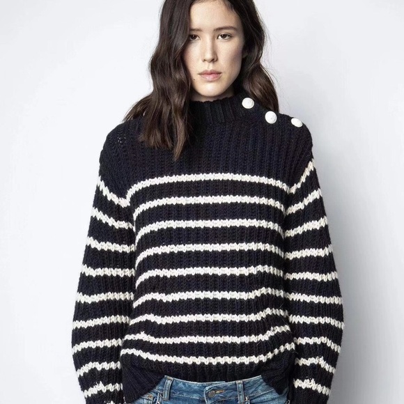 NWT Zadig & Voltaire Marlon Striped Sweater Pullover - Picture 2 of 6